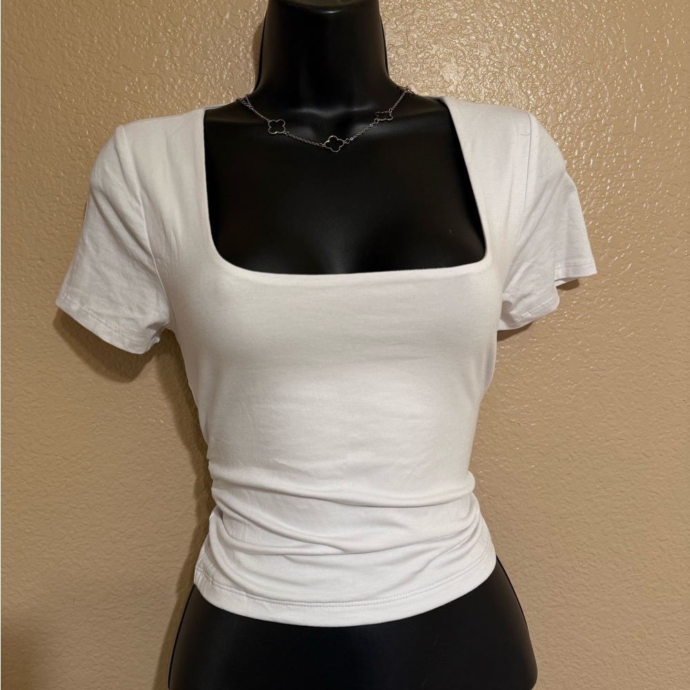 Ambiance White Square Neck Tee